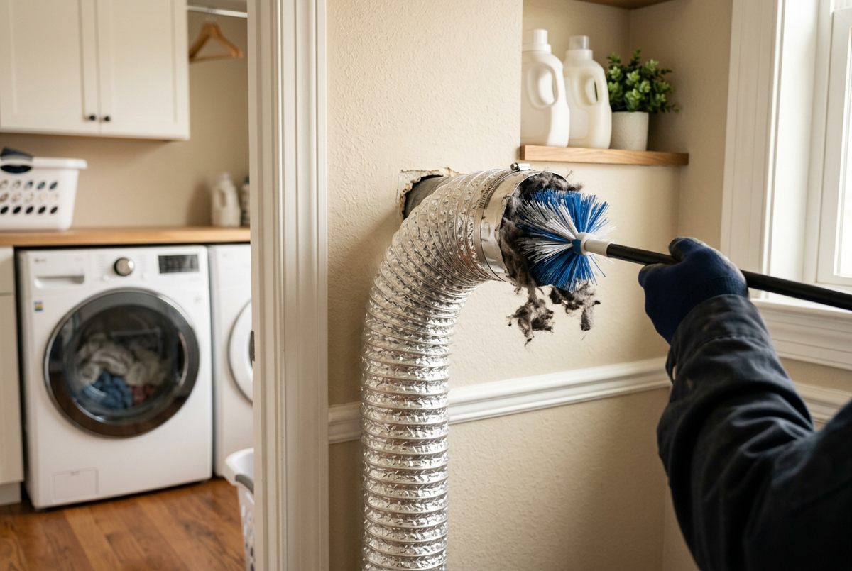 Dryer Vent Cleaning technician at work